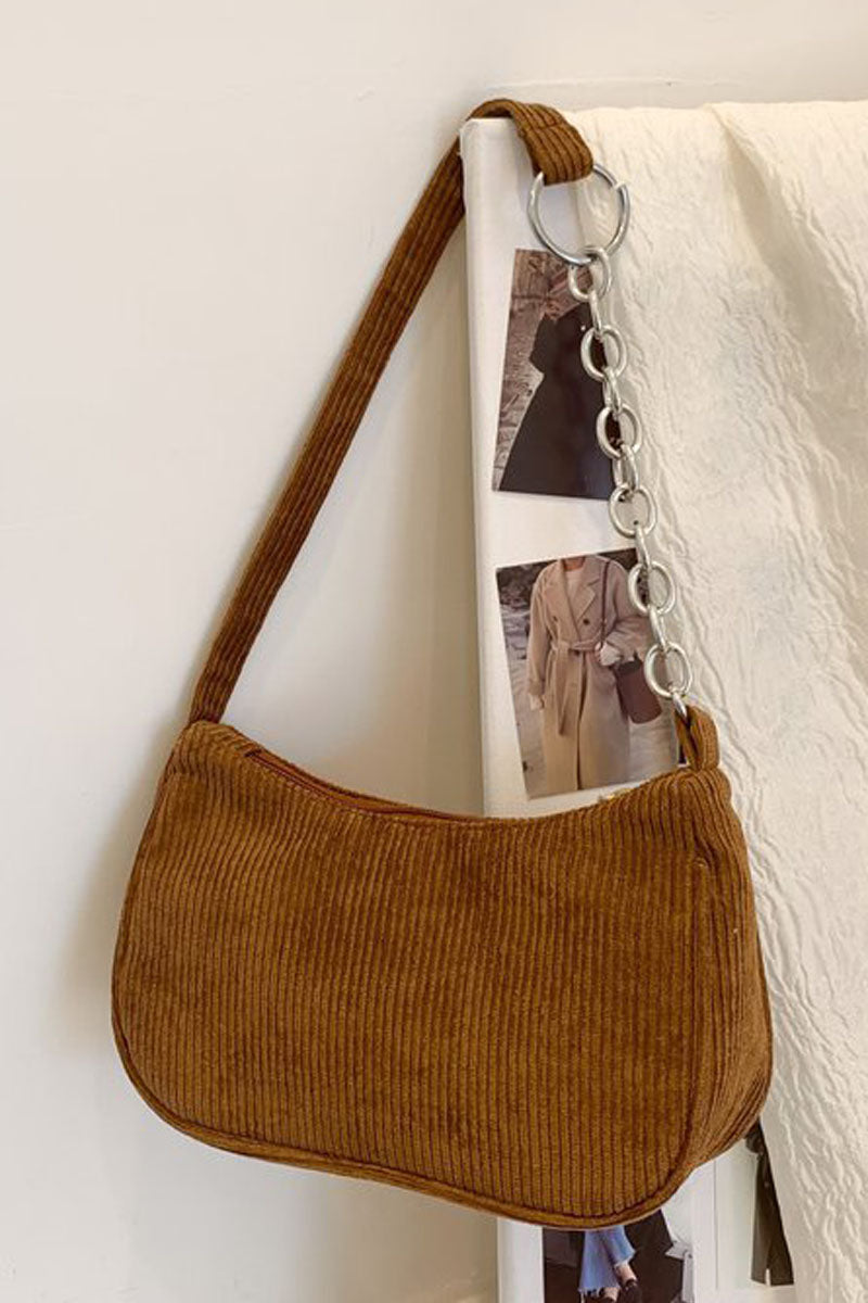 Casual Solid Street One Shoulder Vintage Corduroy Purse Underarm Bag - Fashionaviv-Accessories-[product_label]