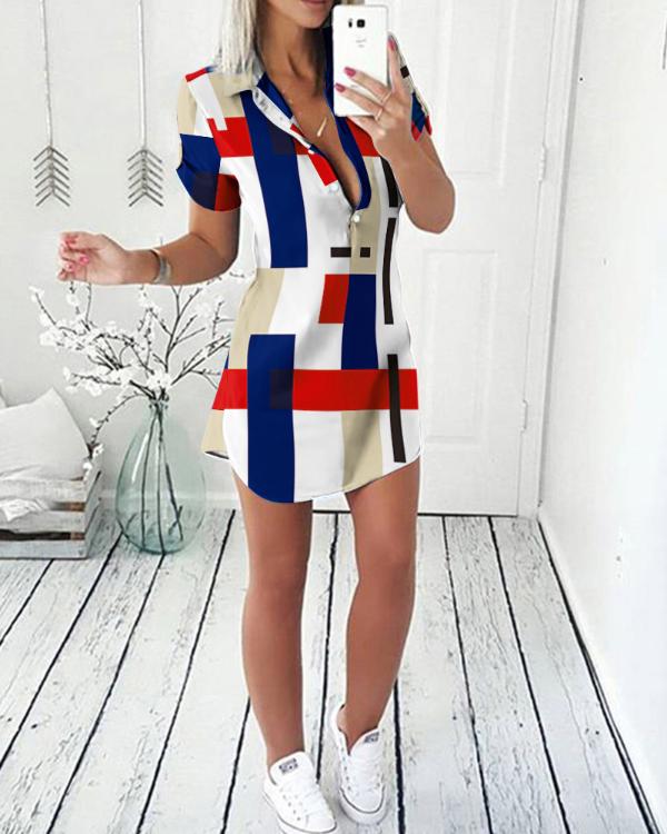 Solid Short Sleeve Slim Mini Bodycon Denim Dress