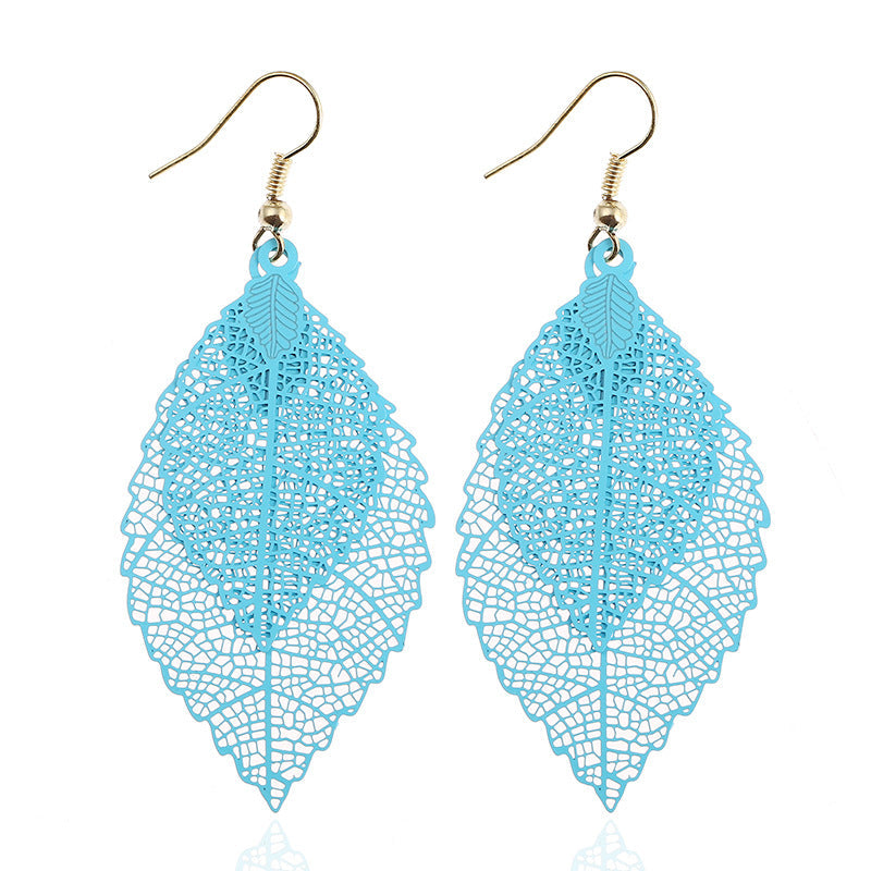 Casual Double-layer Leaf Hollow Out Earring