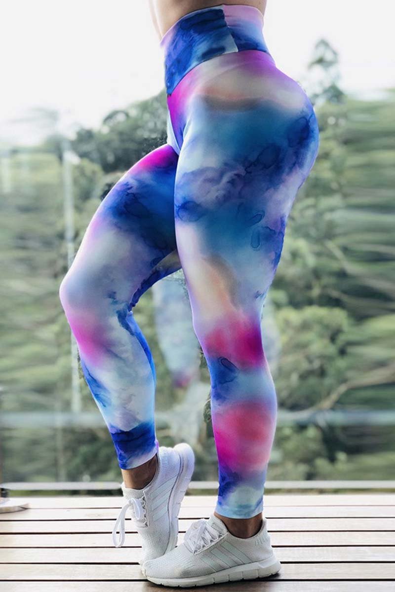 [Pre Sale] Plus Size Tie Dye High-Waisted Slim Yoga Sports Fitness Leggings - Fashionaviv