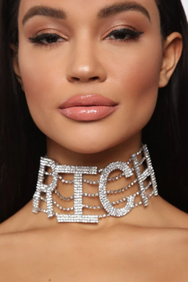 Letter Rhinestone Sequin Necklace - Fashionaviv-Jewellery-[product_label]