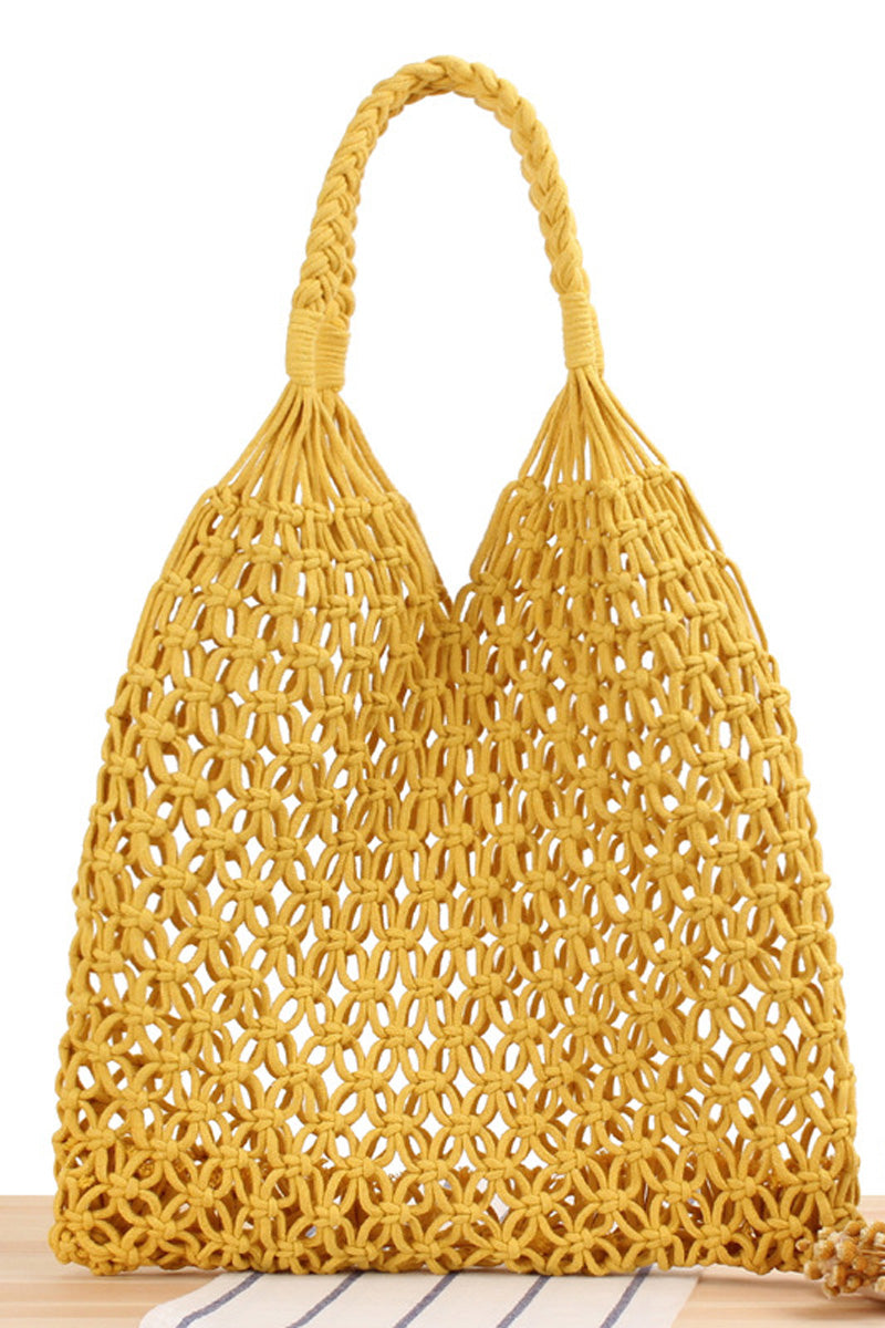 Solid One Shoulder Braided Bag Handmade Cotton Beach Bag - Fashionaviv-Accessories-[product_label]