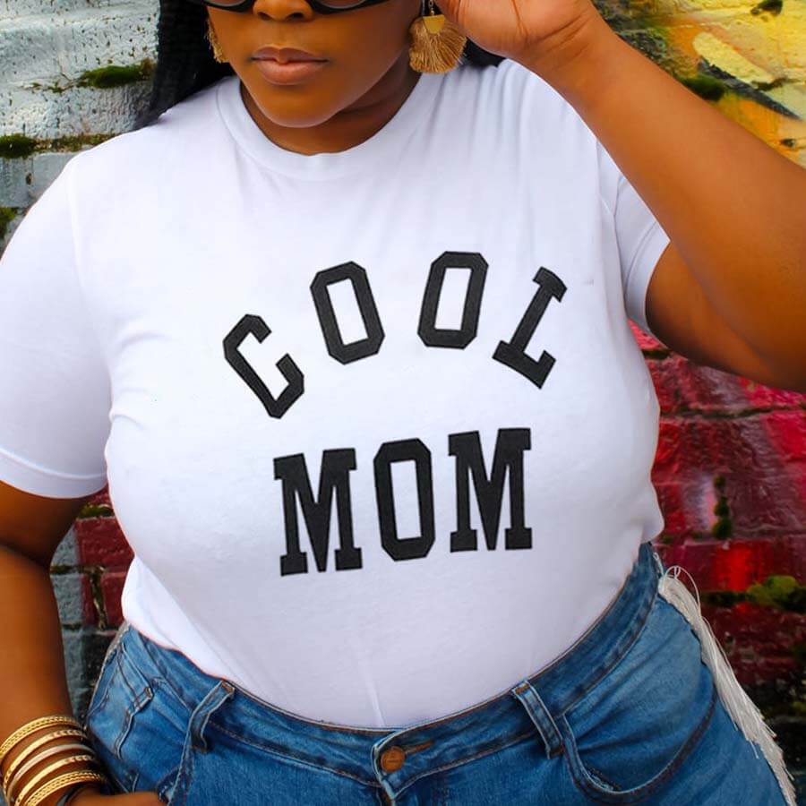 Plus Size Casual Cool Mom Round Neck Short Sleeve T Shirt - Fashionaviv-T-shirts-[product_label]