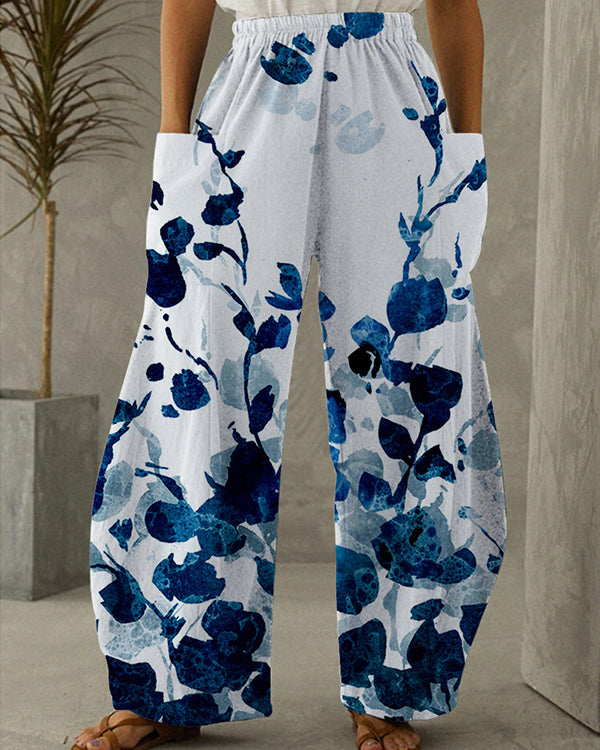 Plus Size African Print Comfort Pants-Grey - Fashionaviv