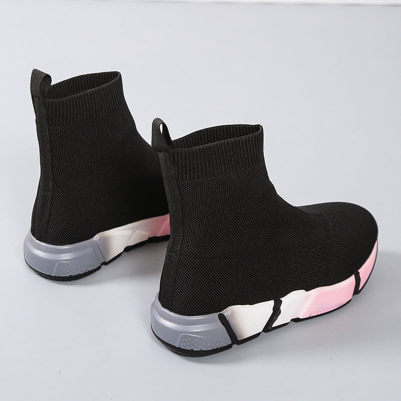 Color Block Stretchy Mesh Platform Sneakers