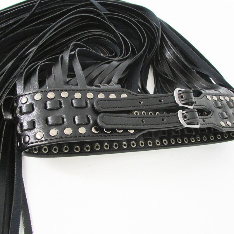 PU Leather Fringe Rivet Belt