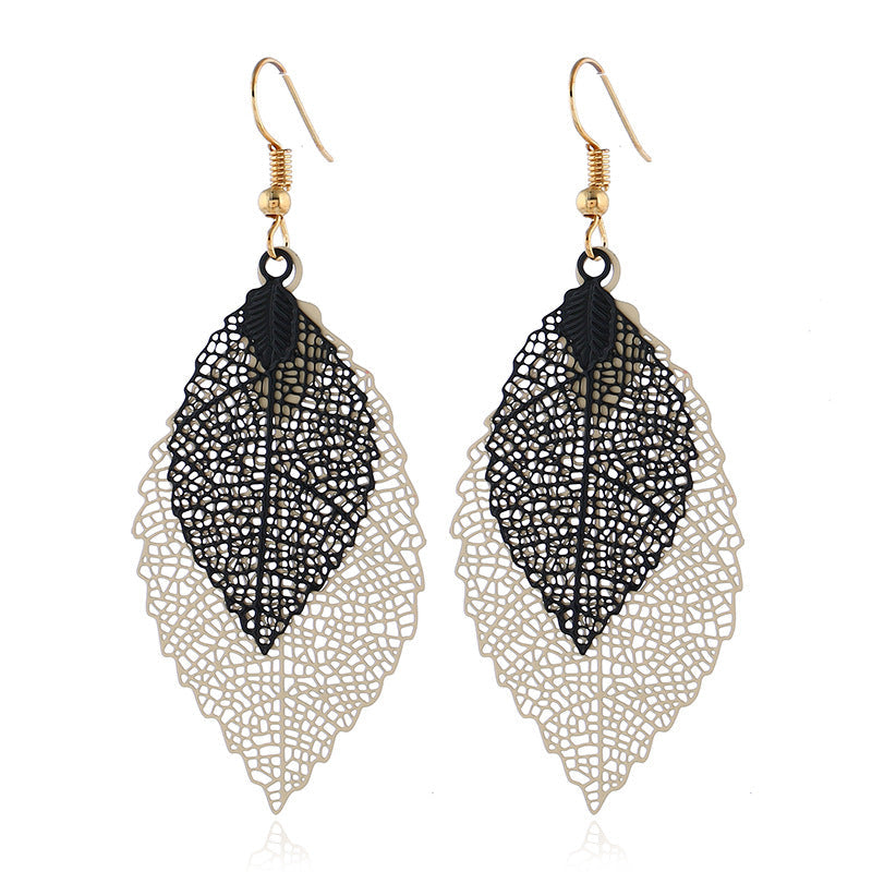 Casual Double-layer Leaf Hollow Out Earring - Fashionaviv-Jewellery-[product_label]