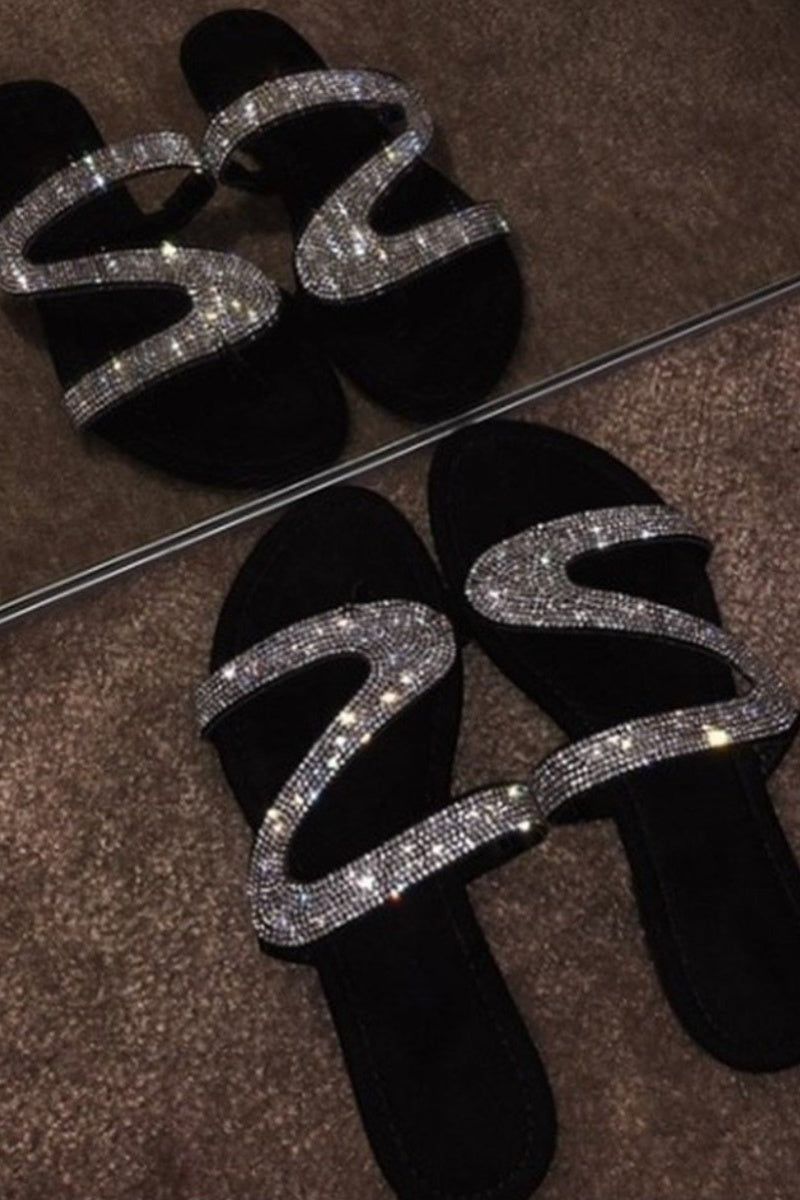 Sweet Sequined Silver Slippers Shoes