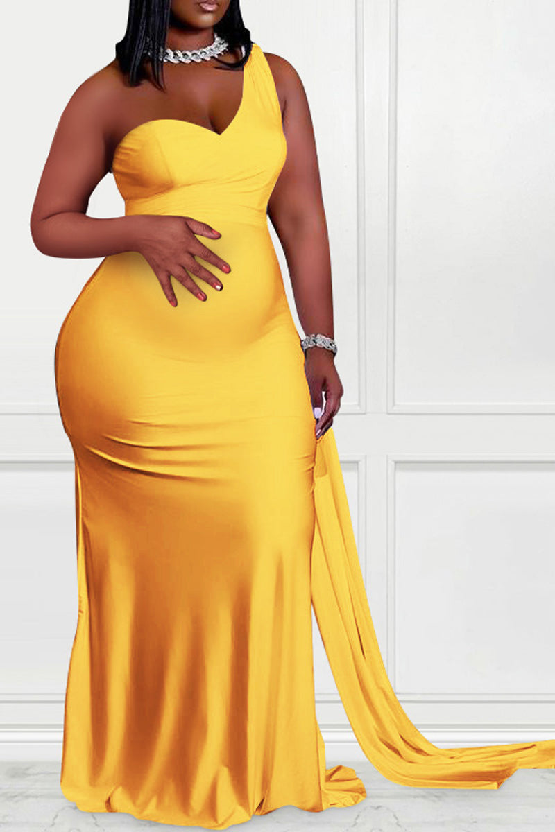 [Pre-Sale] Plus Size Casual Solid One Shoulder Asymmetrical Maternity Maxi Dress - Fashionaviv-Maxi Dresses-[product_label]