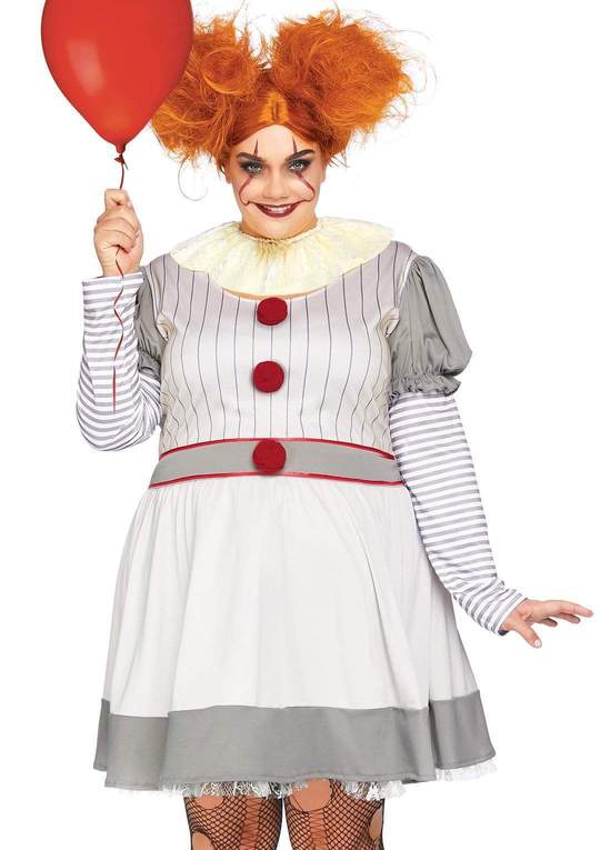 Plus Size  Creepy Clown Costume Mini Dress