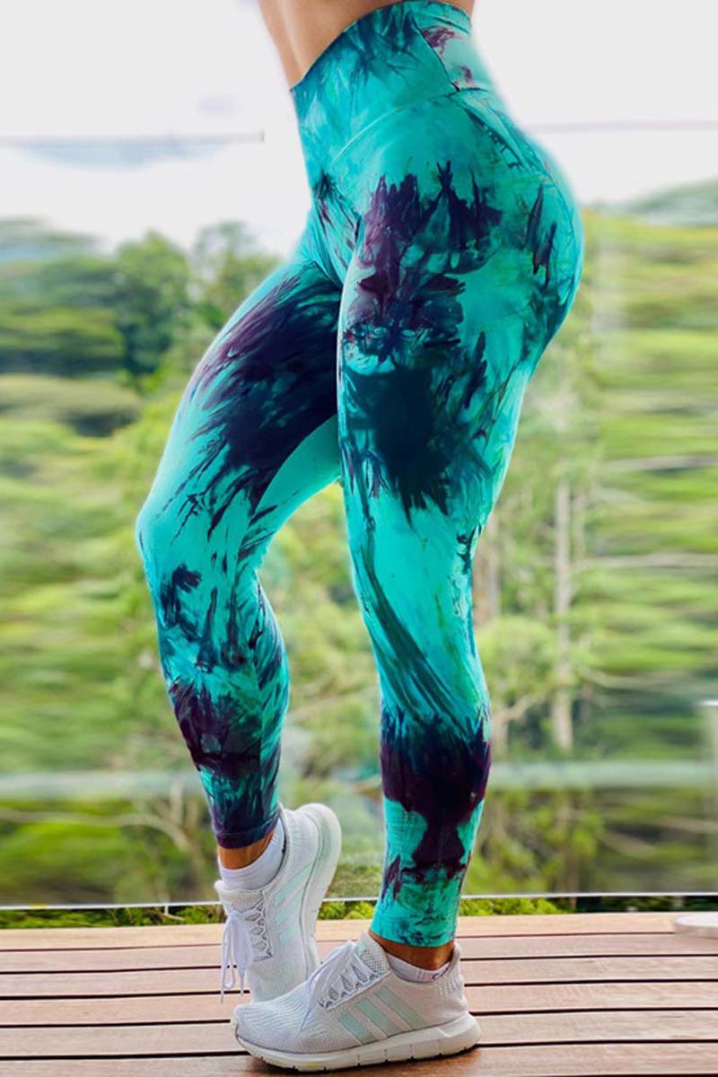[Pre Sale] Plus Size Tie Dye High-Waisted Slim Yoga Sports Fitness Leggings - Fashionaviv