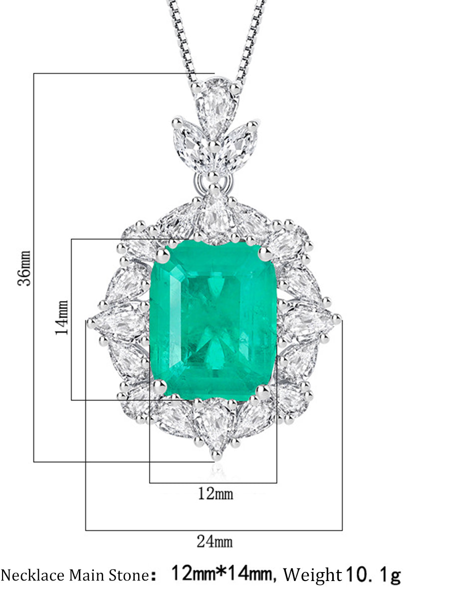 Gold Plated Vintage Emerald Pendant Ring Set