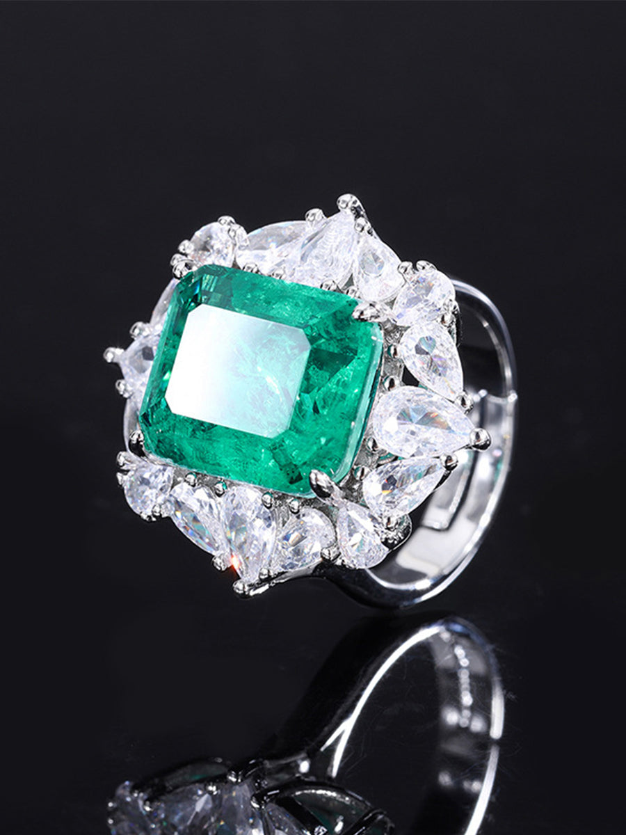 Gold Plated Vintage Emerald Pendant Ring Set