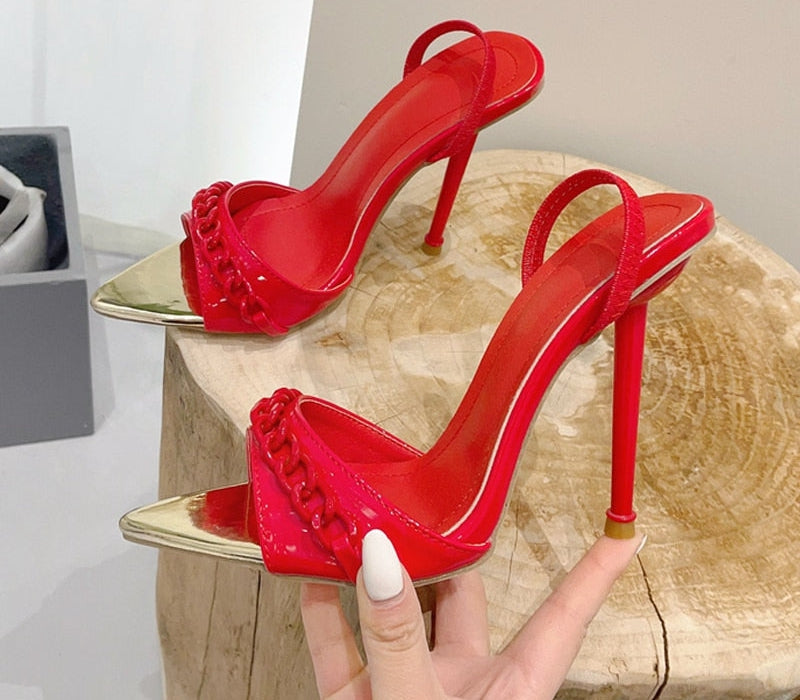 Pointed Toe Ankle Strap High Heels