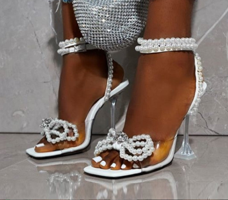 Transparent Ankle Strap Heels for Wedding