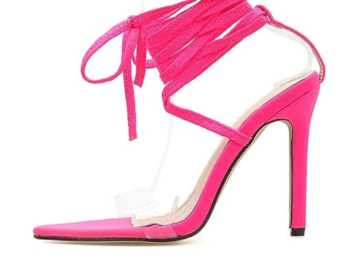Pointed Toe Lace-Up Strappy High Heels