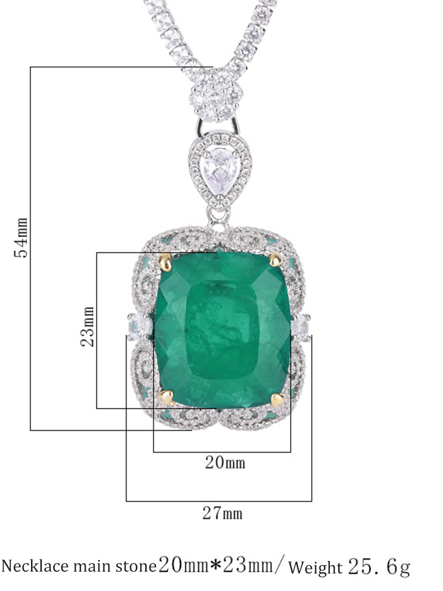 Luxury Faux Emerald Zircon Pendant Necklace