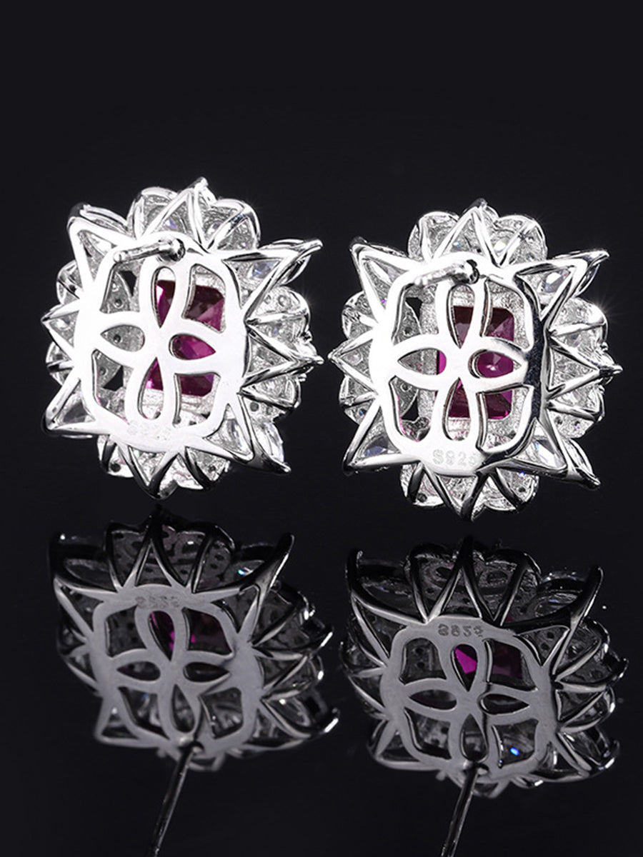 S925 Silver Ruby Stud Earrings