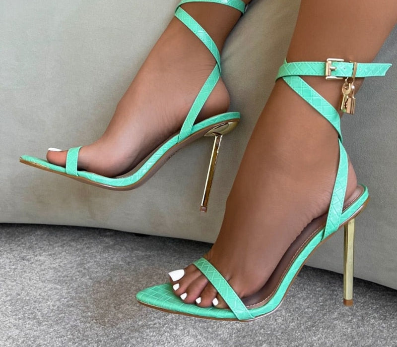 Lace-Up Strappy Gold Heels