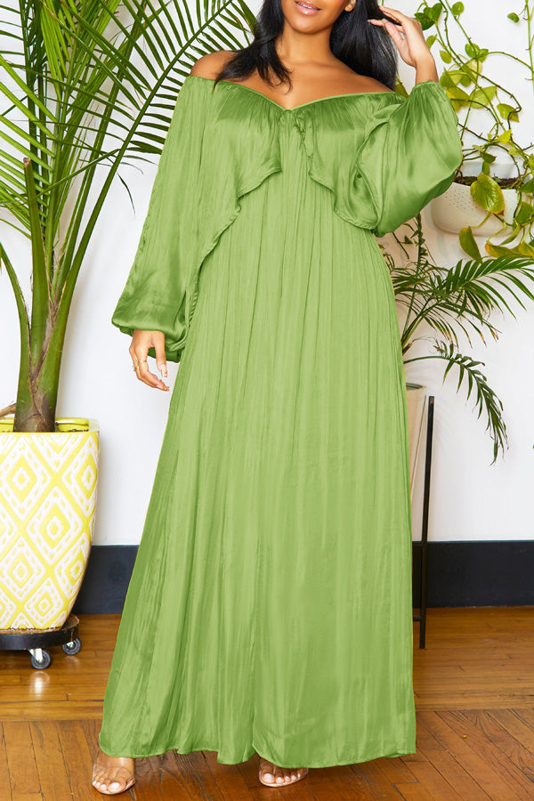 Temperament Chiffon Solid Color Strapless Elegant Maxi Dress
