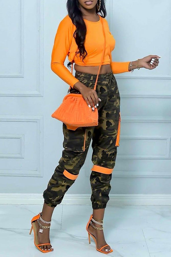 Casual Contrast Pocket Camouflage Pant