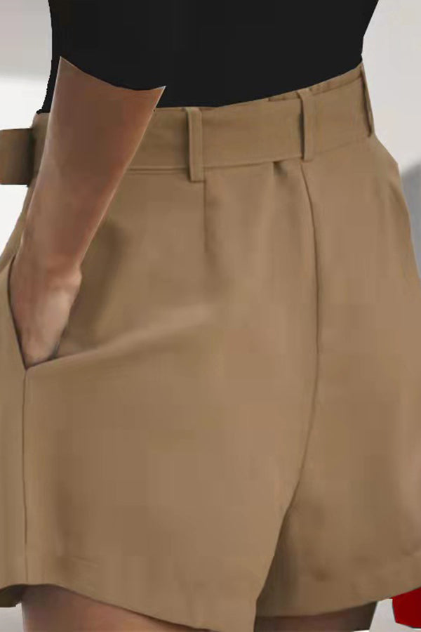 Fashion Casual Lapel Long Sleeve Blazer Shorts Two Piece Set