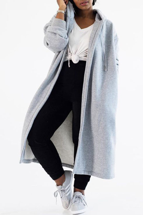 Casual Fashion Loose Hooded Long Overcoat