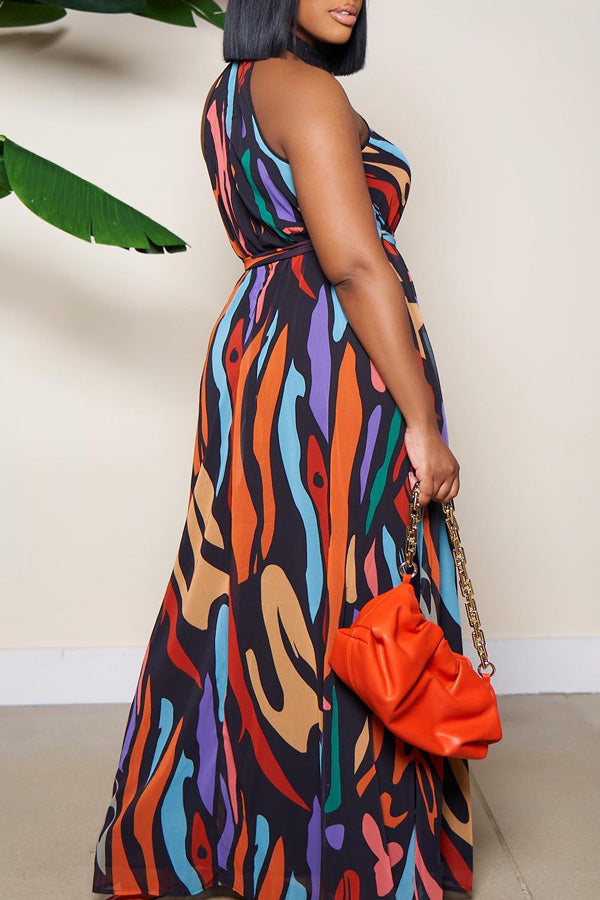 Fashion Print Sleeveless Attractive Colorful Dress