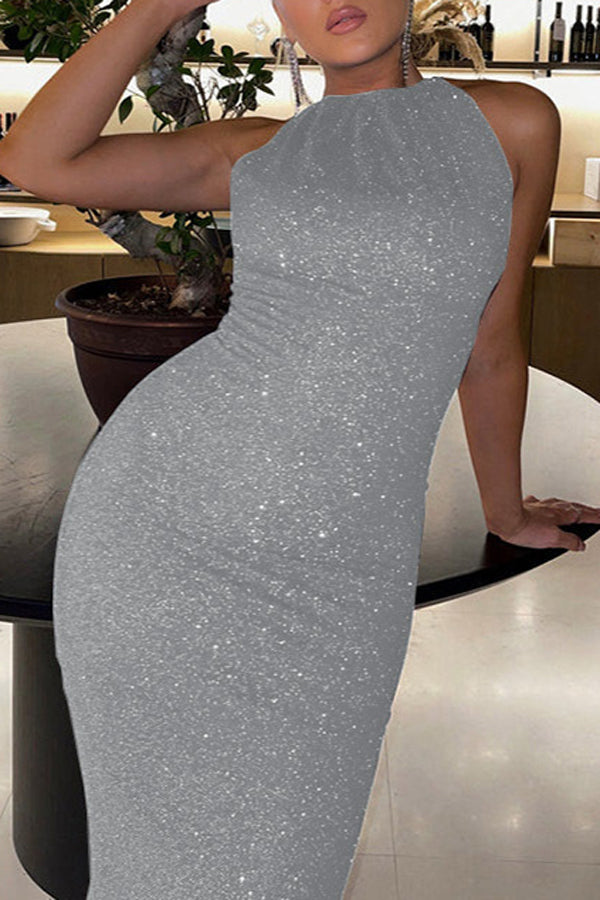 Sexy Slim Sleeveless Sleeveless Sparkling Maxi Dress
