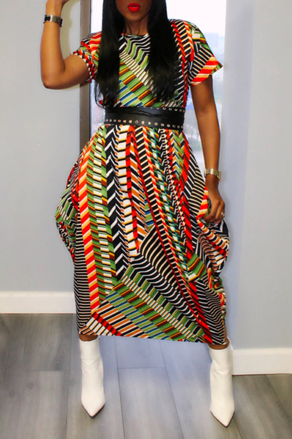 Fashion Geometric Print Personalized Loose Oversized Dress