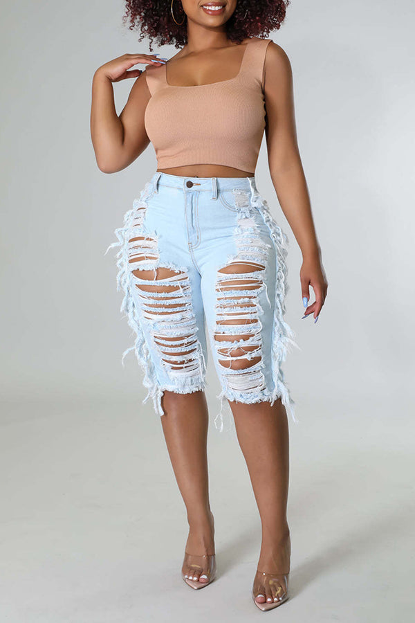New Stretch Tassel Ripped Sexy Jeans Pants