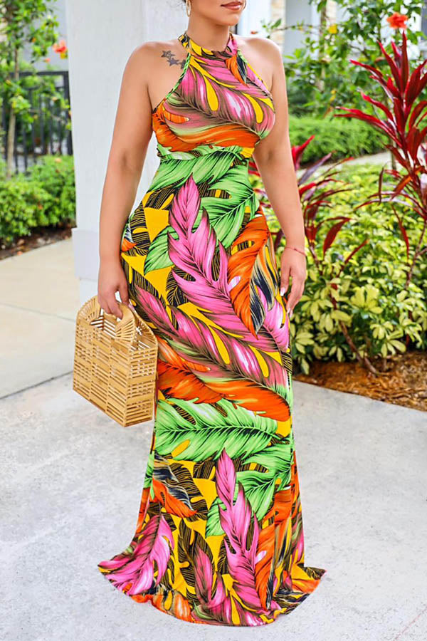 Fashion Hawaiian Orientation Print Dress