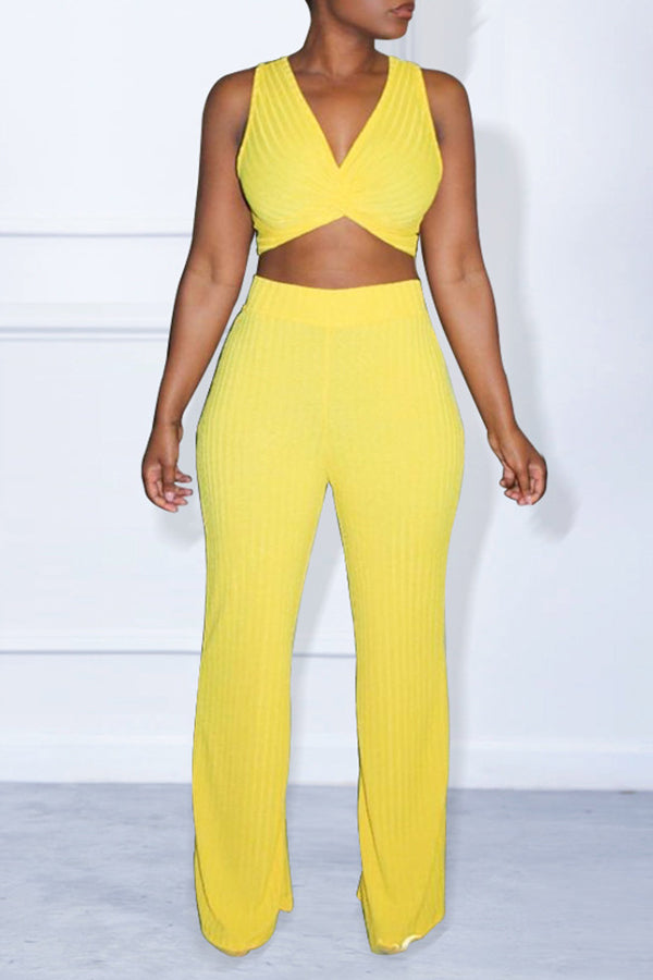 Sexy Cropped Navel Fashion Casual Suit Two Piece Pants
