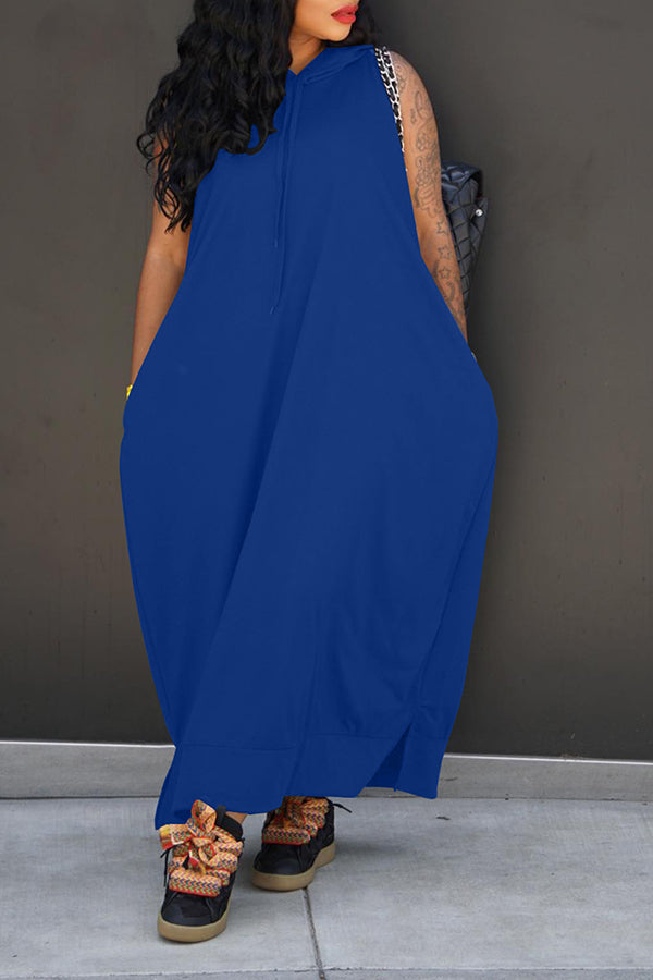 Fashion Cape Sleeveless Pocket Loose Dress