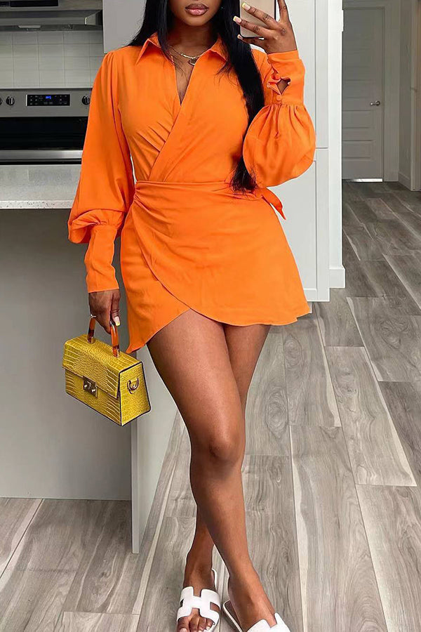 Fashion Casual Solid Color Shirt Dress