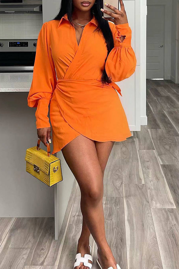 Fashion Casual Solid Color Shirt Dress