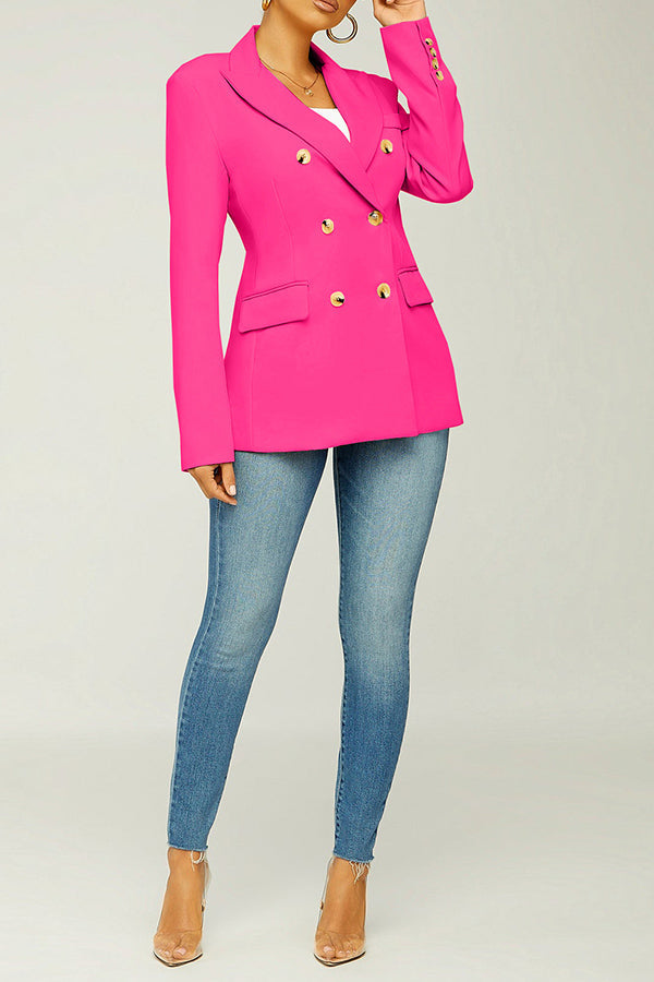 Fashion Solid Color Slim Fit Blazer Jacket