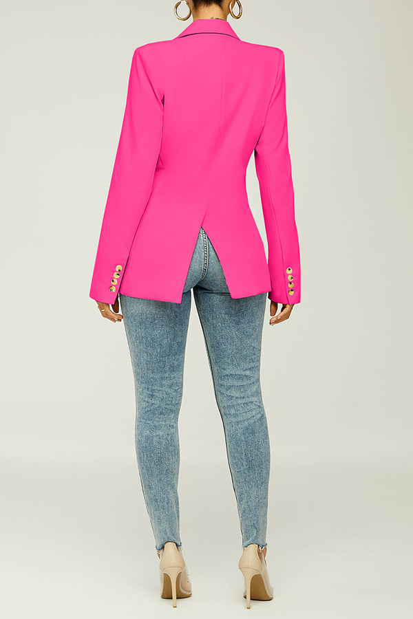 Fashion Solid Color Slim Fit Blazer Jacket