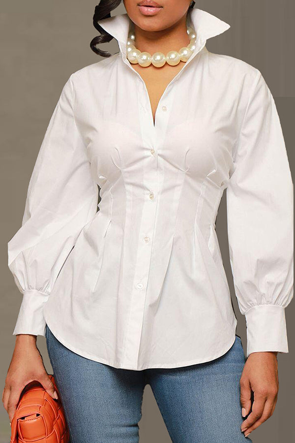 Sexy Slim Suit Button Cardigan White Shirt