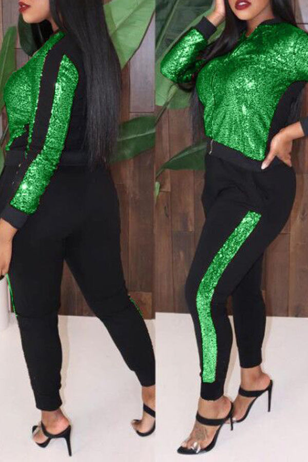 Fashion Sexy Sequins Casual Two Piece Set