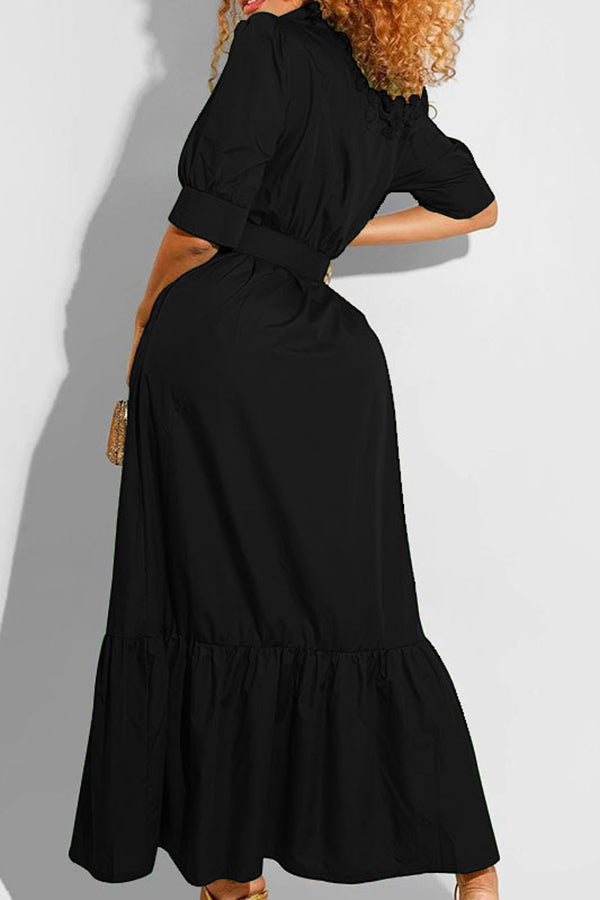 Fashion Half Sleeve Mid Length High Waist Dress