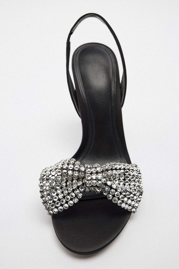 Shiny Accents Bow High Heel Sandal