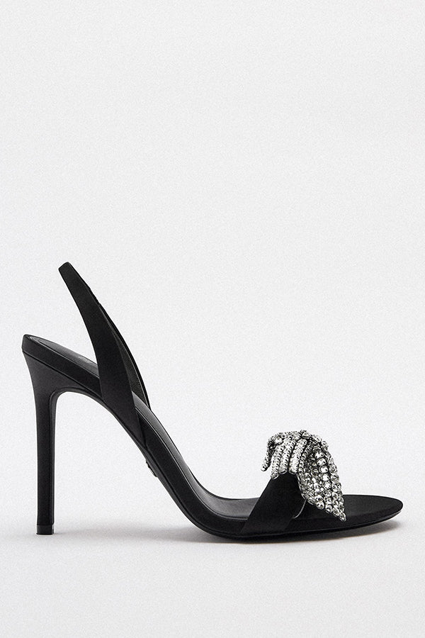 Shiny Accents Bow High Heel Sandal