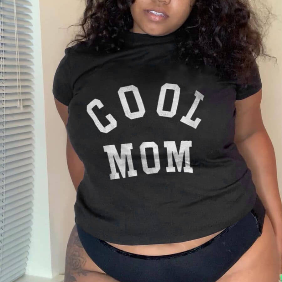 Plus Size Casual Cool Mom Round Neck Short Sleeve T Shirt