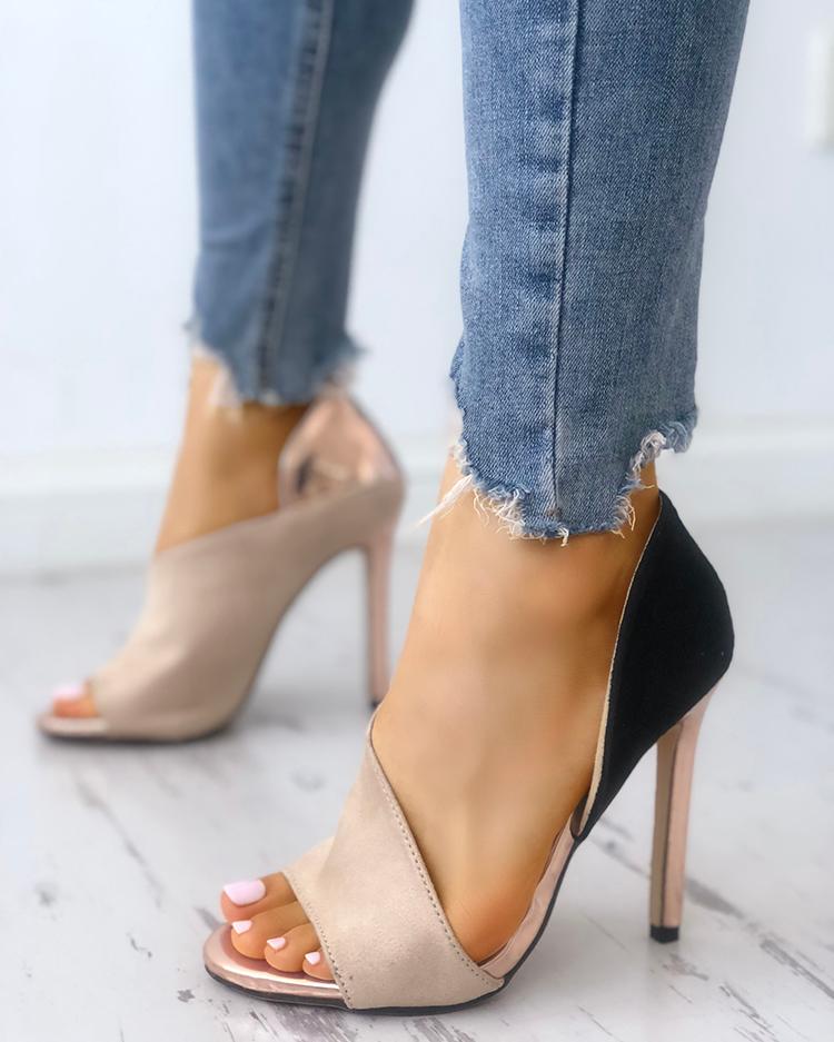 Colorblock Peep Toe High-heeled Sandals