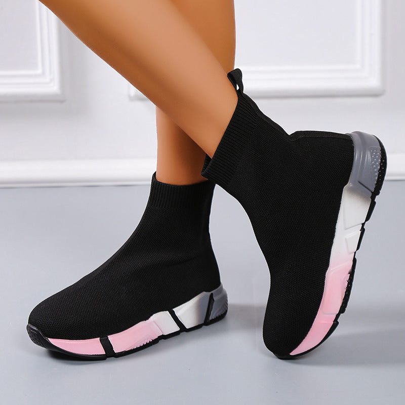 Color Block Stretchy Mesh Platform Sneakers - Fashionaviv-Shoes-[product_label]
