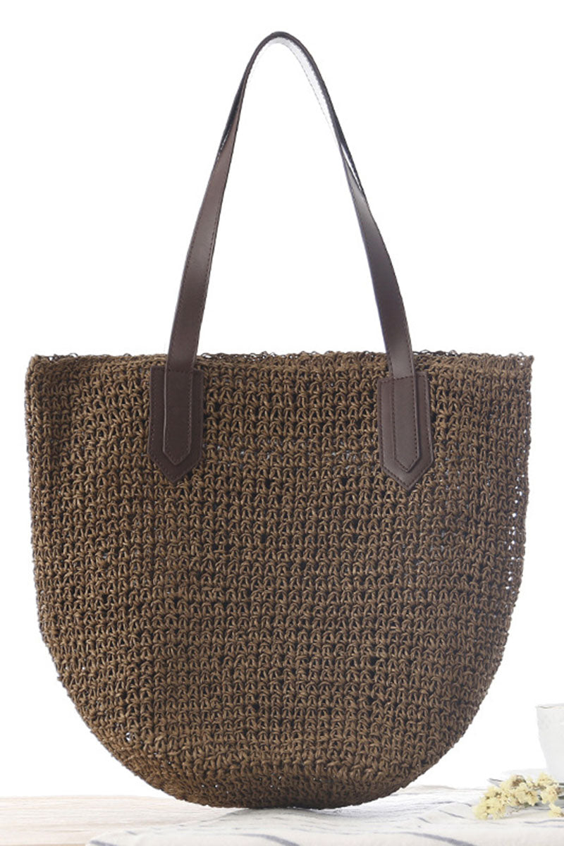 Plain Casual Beach Straw Shoulder Bag - Fashionaviv-Accessories-[product_label]