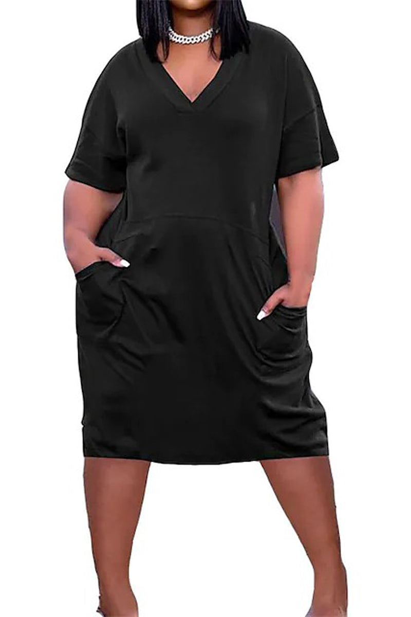 Plus Size Casual Tie Dye Short Sleeve Midi Dress - Fashionaviv-Midi Dresses-[product_label]