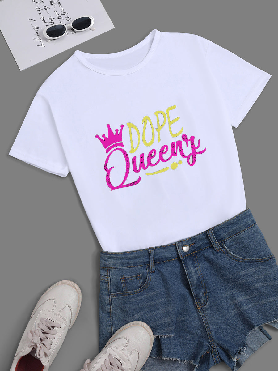 Plus Size Dope Queeny Round Neck Short Sleeve T Shirt