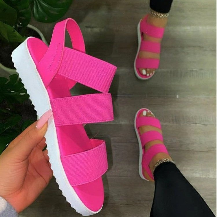 Casual Flat Solid Fish Mouth Sandals - Fashionaviv-Sandals-[product_label]